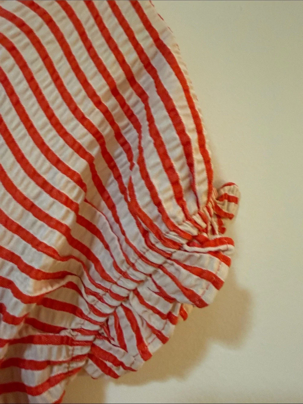 Anthropologie Red & White Striped Smocked Mini Dress